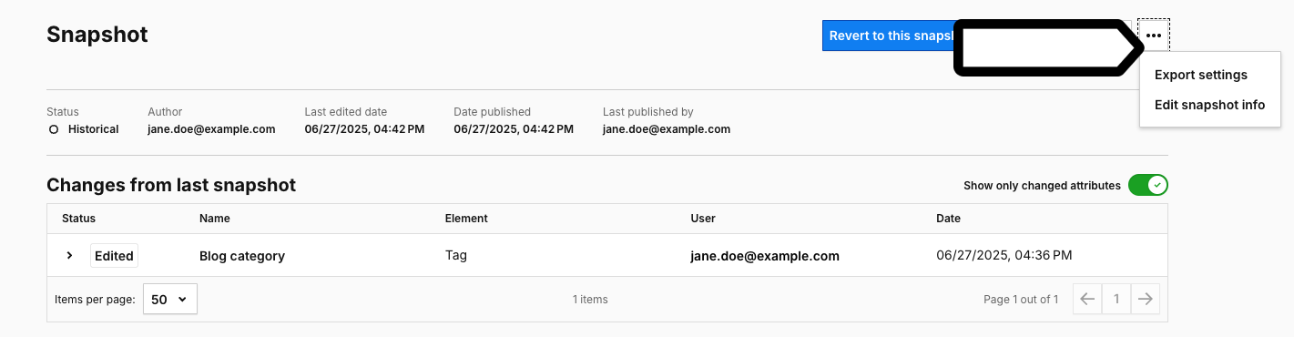 Export the snapshot in Piwik PRO Tag Manager changelog