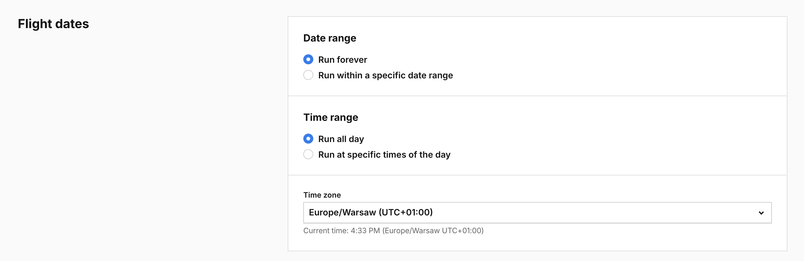 Flight dates in Piwik PRO