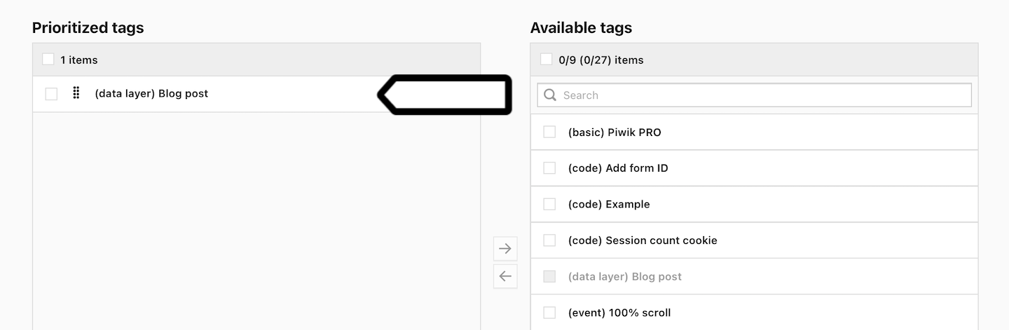 Prioritized tags in Piwik PRO