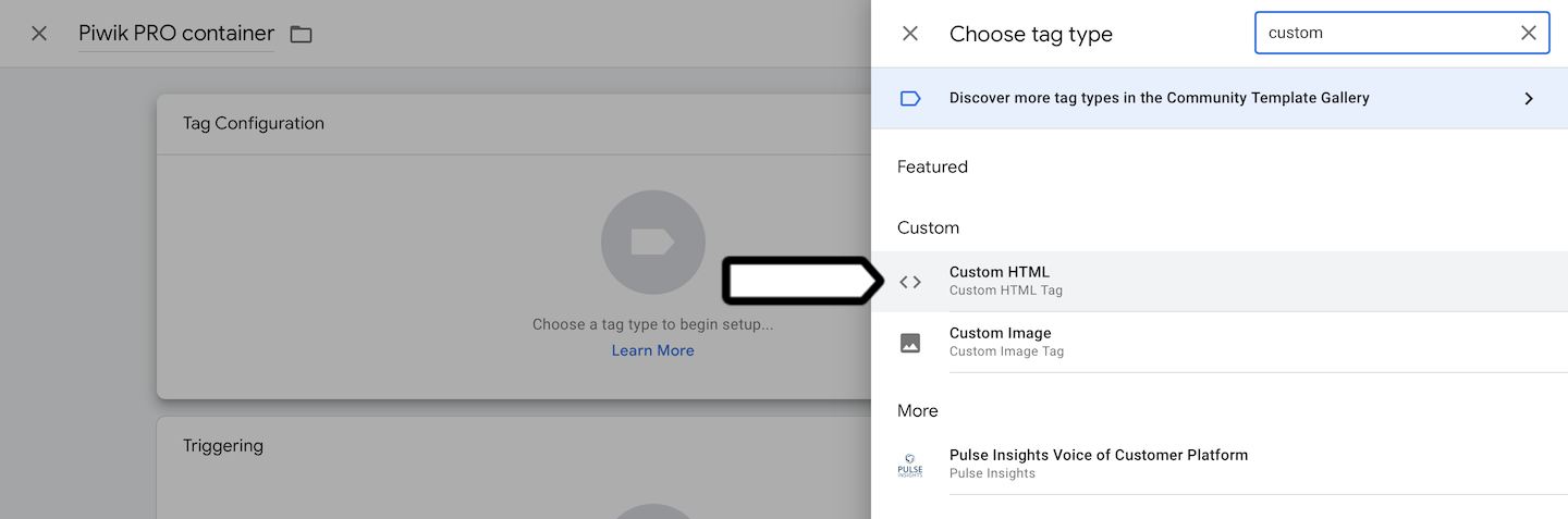 Custom HTML tag in Google Tag Manager