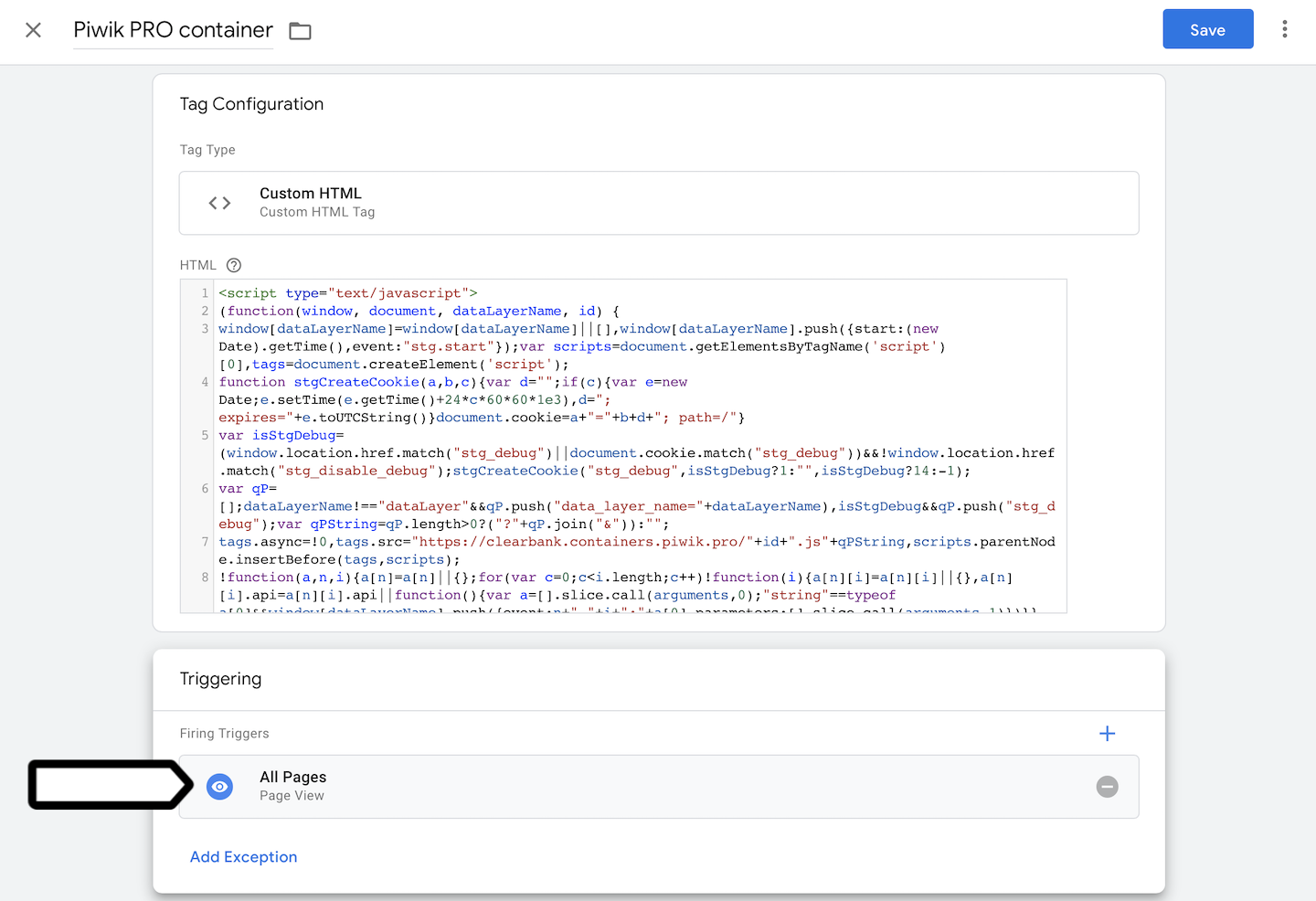 Trigger in Google Tag Manager