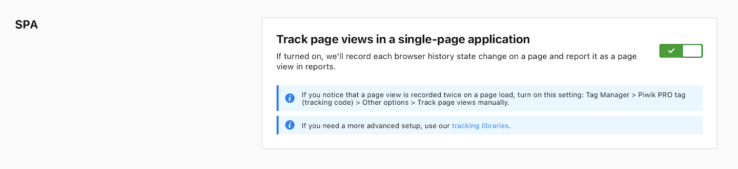 Single-page application (SPA) tracking in Piwik PRO