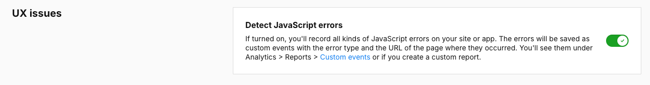 Detect JavaScript errors option in Piwik PRO