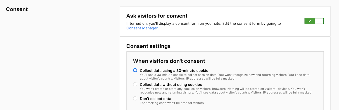 Ask visitors for consent in Piwik PRO