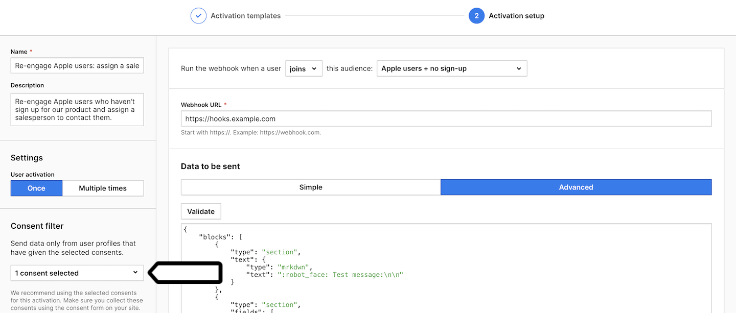 Slack activation in Piwik PRO