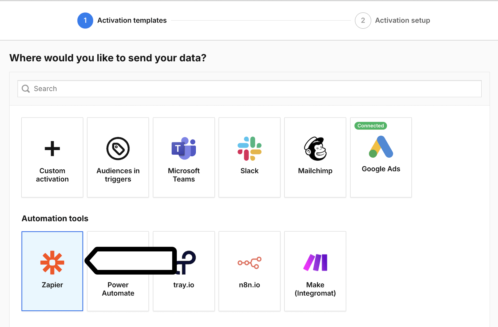 zapier data activation in  Piwik PRO

