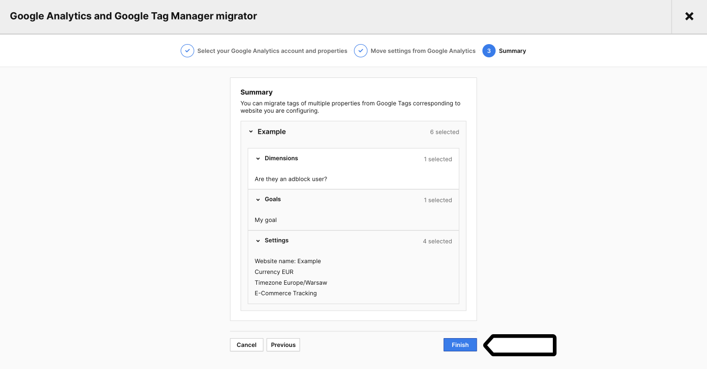 migration tool GA-summary