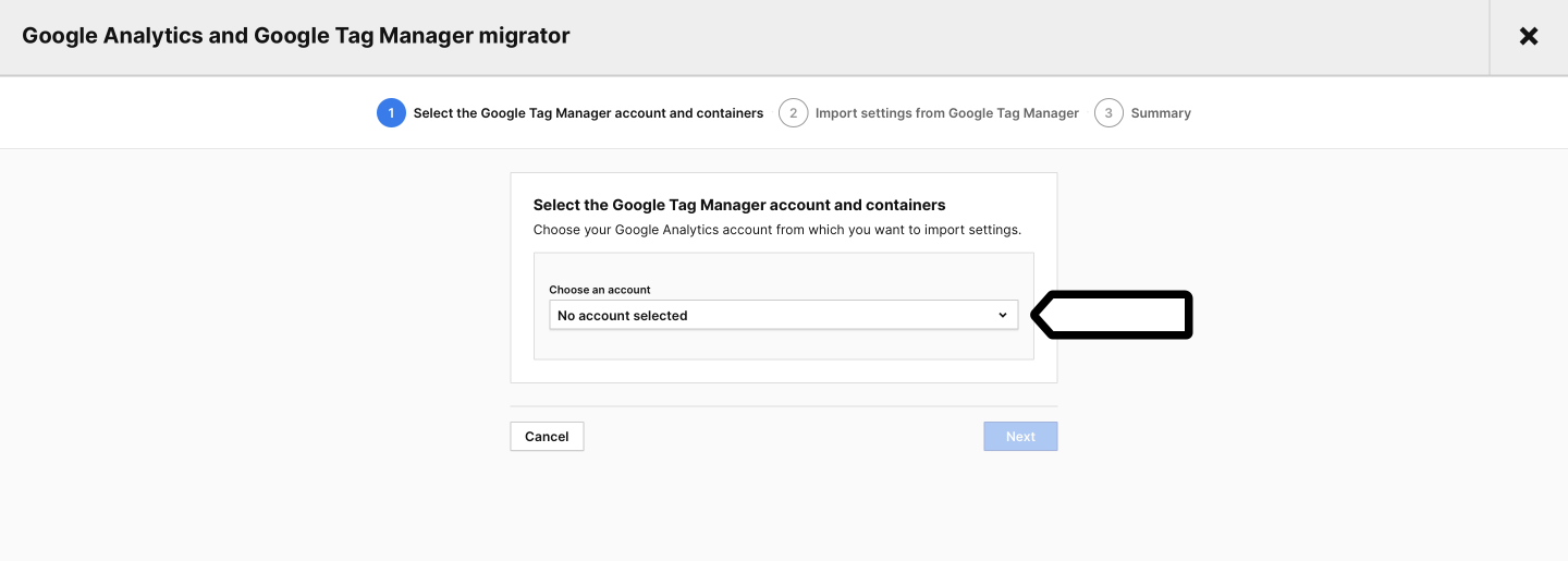 migration tool choode account GTM