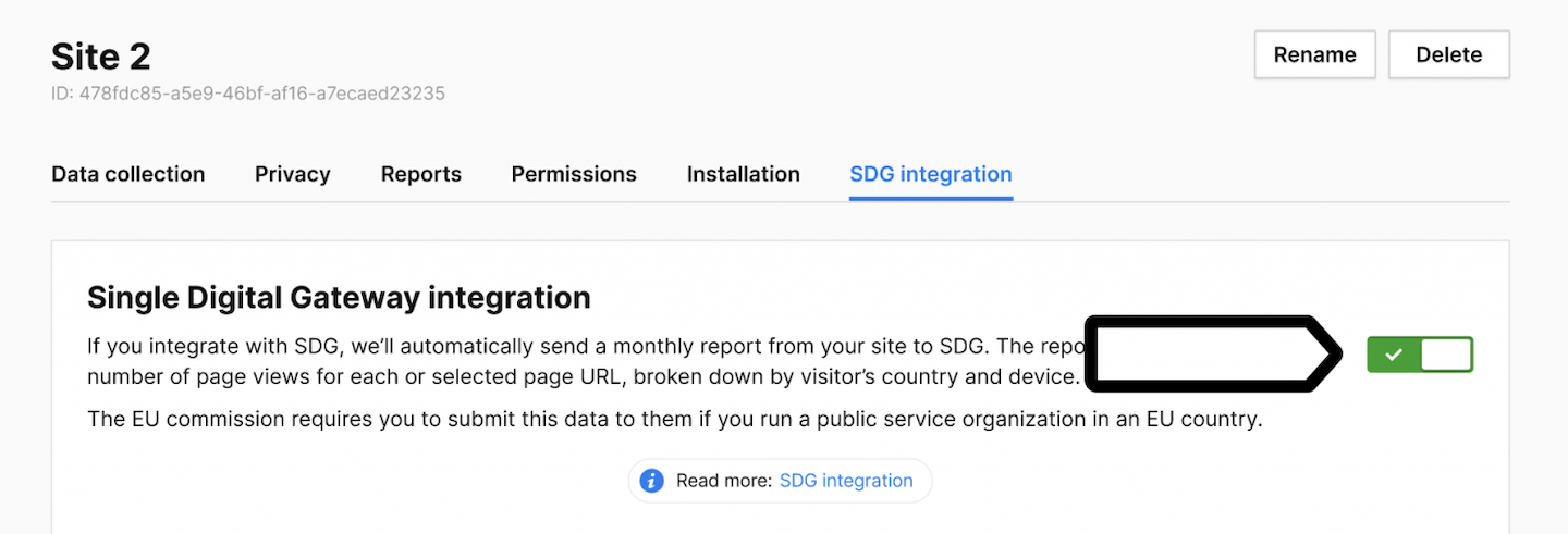 SDG integration in Piwik PRO