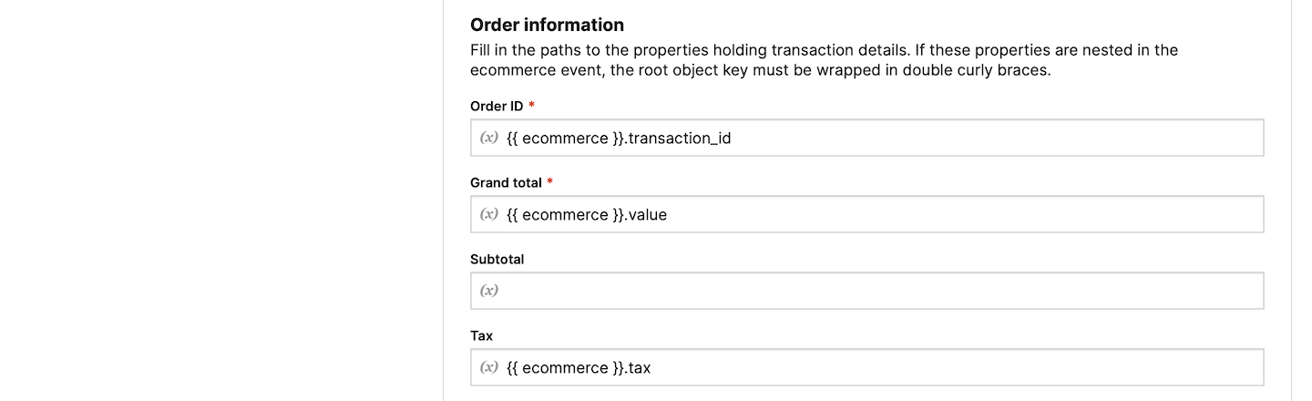 Ecommerce order tag in Piwik PRO