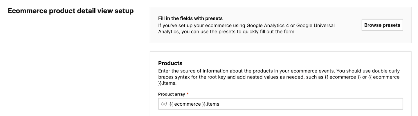 Ecommerce product detail view tag in Piwik PRO