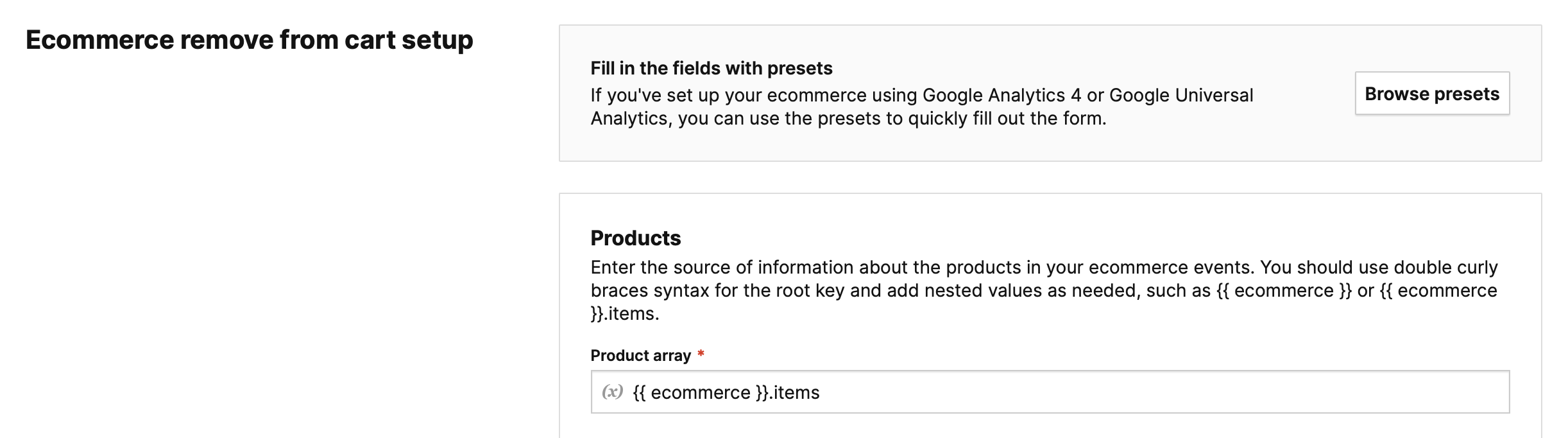 Ecommerce remove-from-cart tag in Piwik PRO