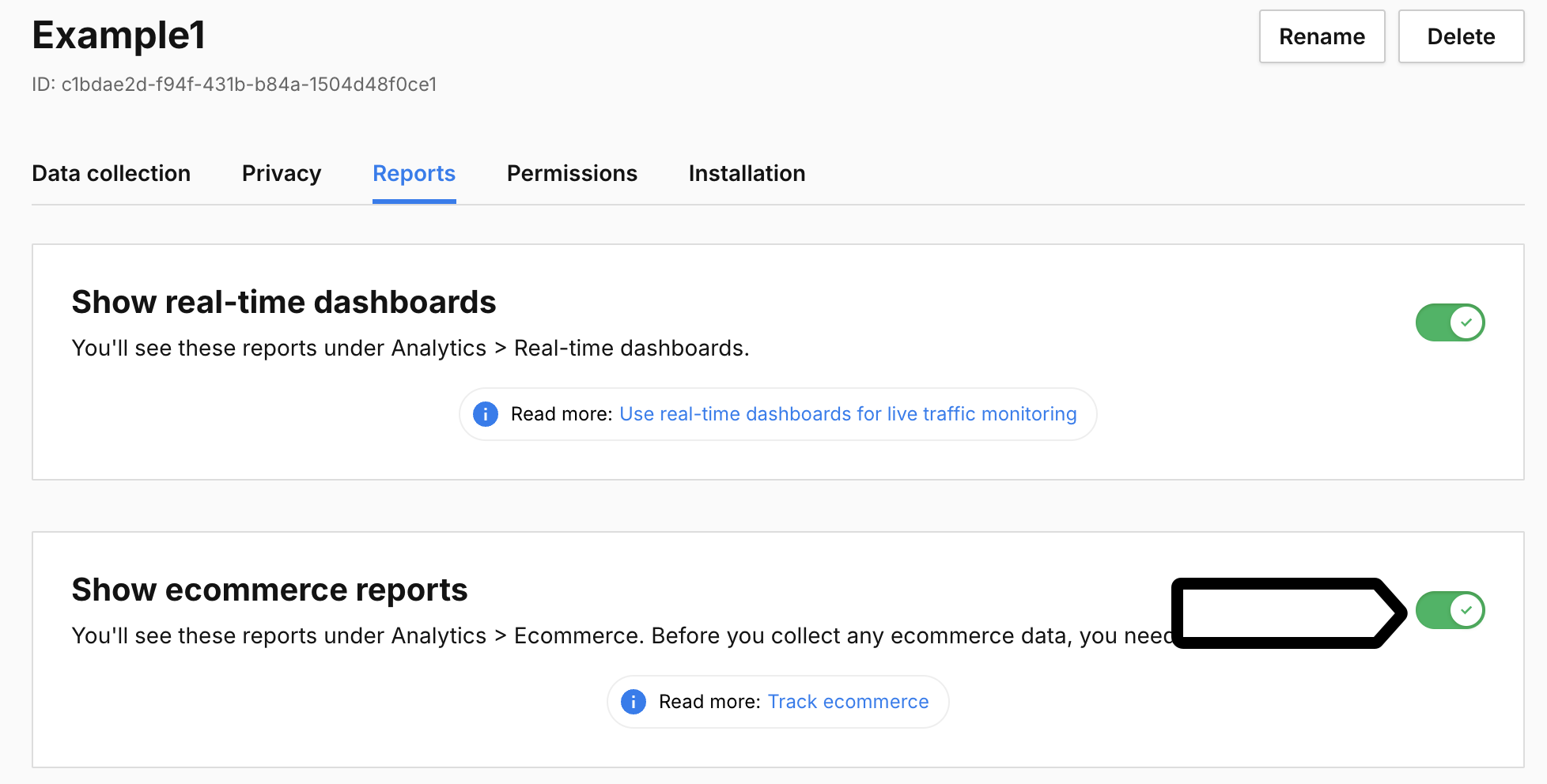 show ecommerce reports in Piwik PRO Analytics