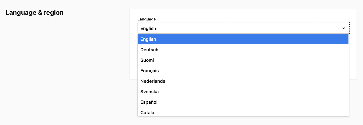 Language and region in Piwik PRO