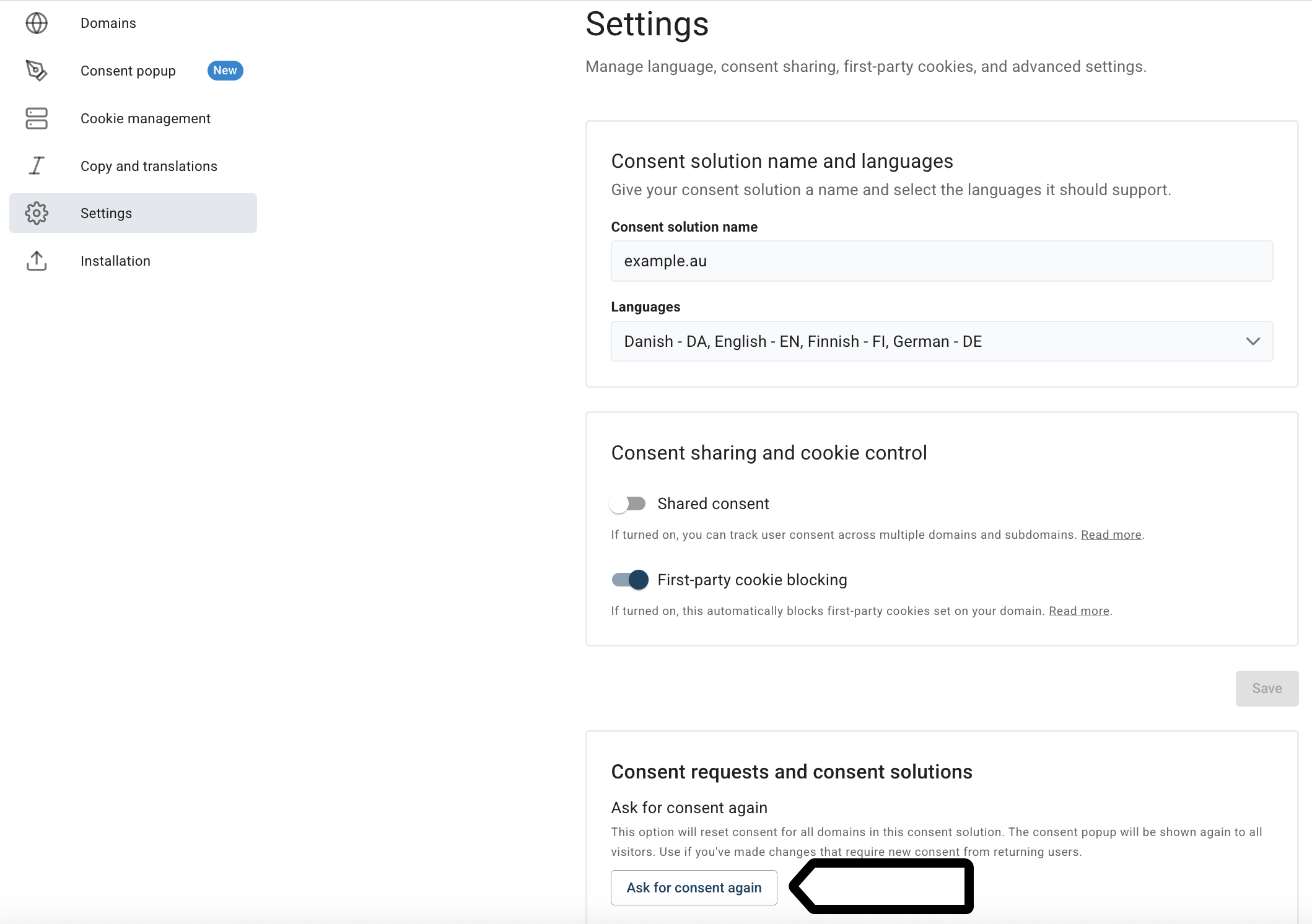 ask for consent again in CI