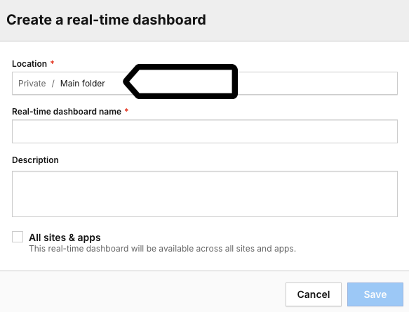 Create a real-time dashboard in folder in Piwik PRO Analytics