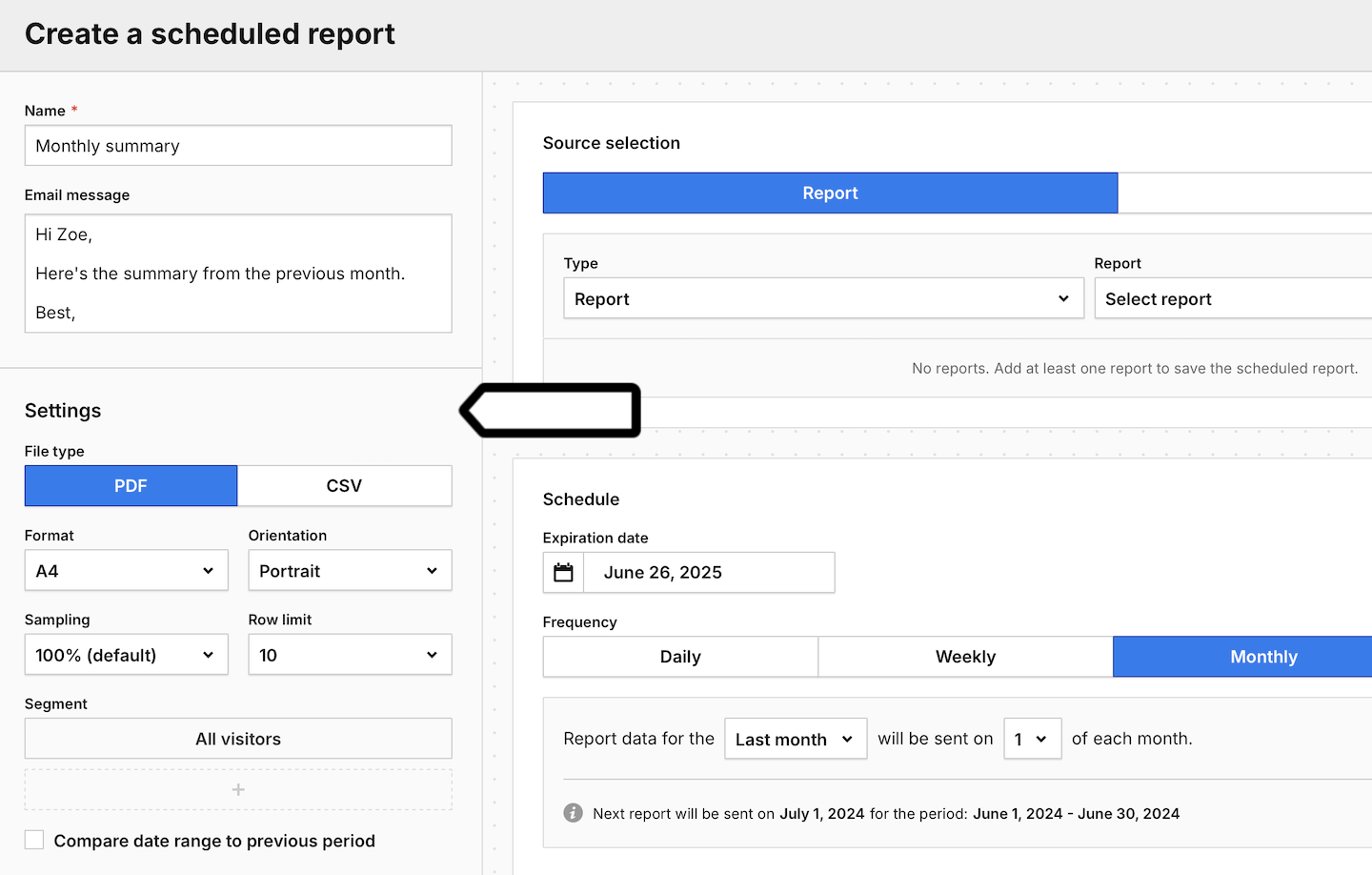 Scheduled reports in Piwik PRO