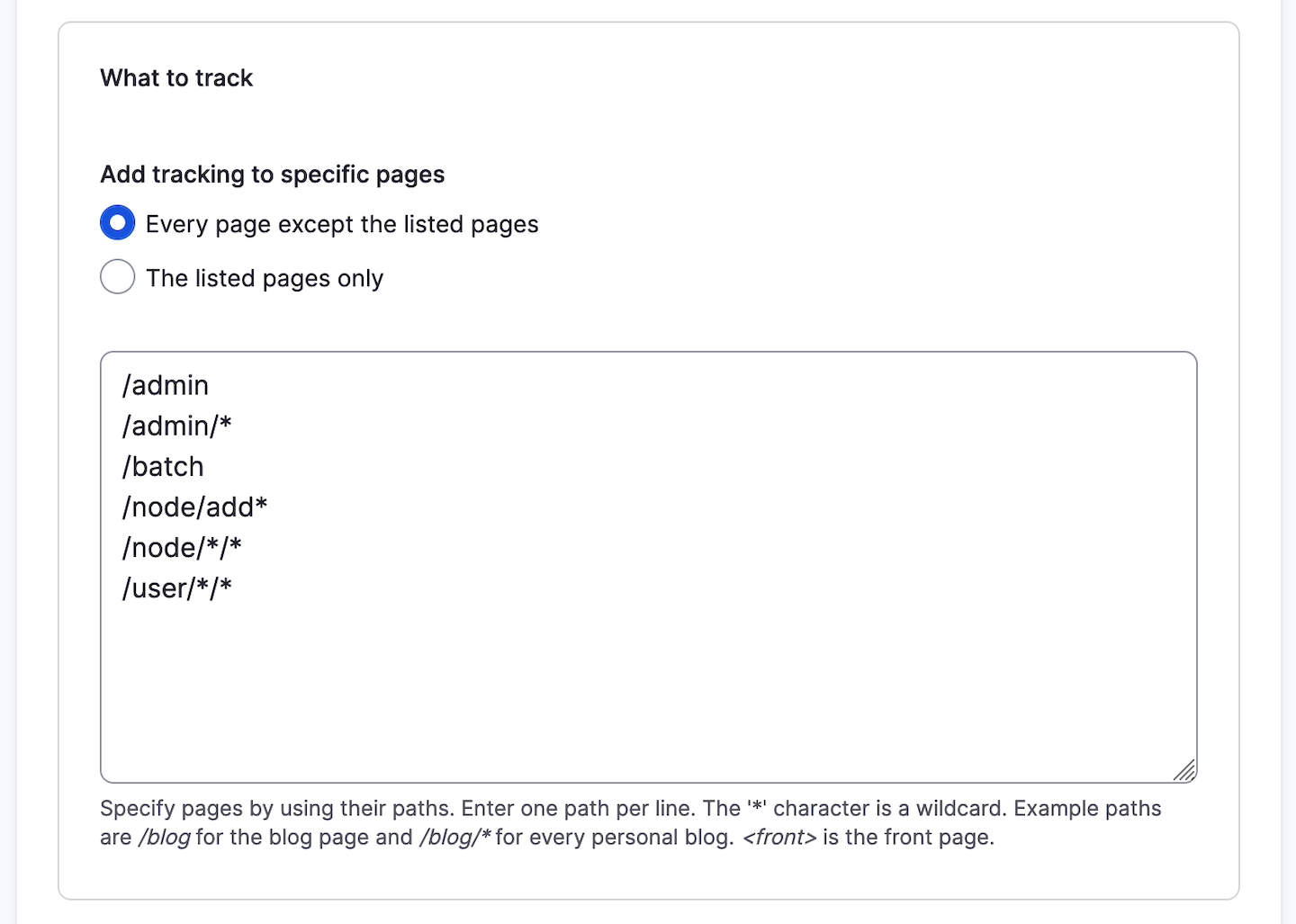 Drupal: install a container (with a tracking code)