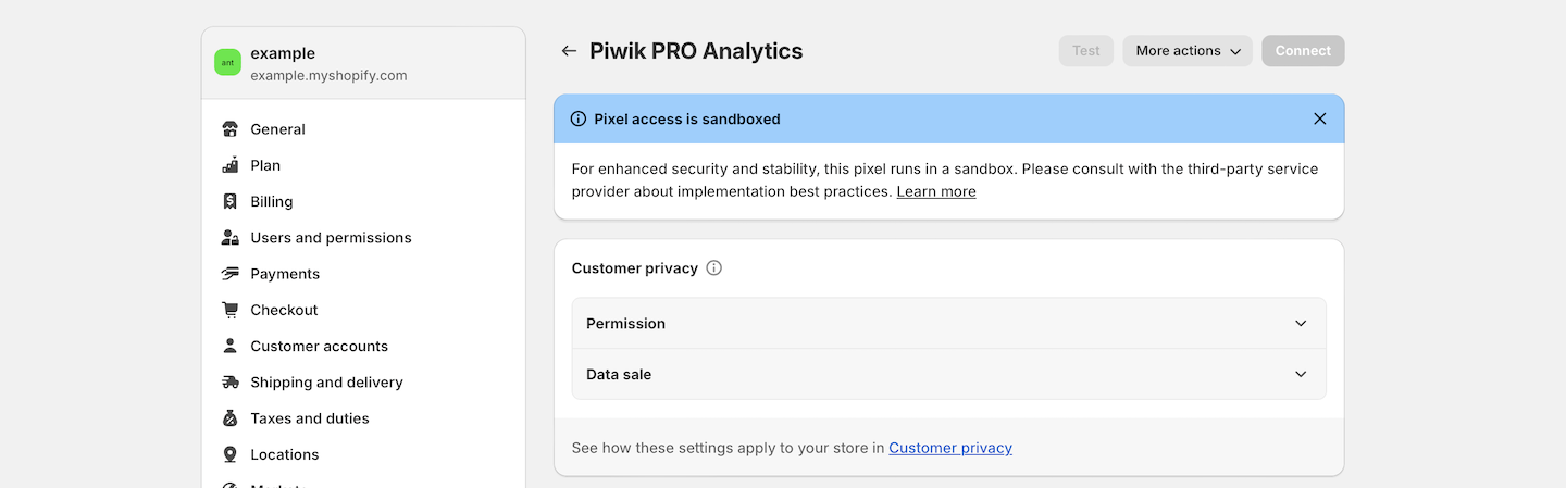 Shopify integration with Piwik PRO