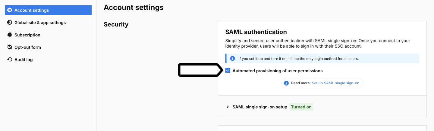 enable automated provisioning of user permissions 1