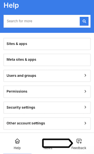 Help window with feedback option