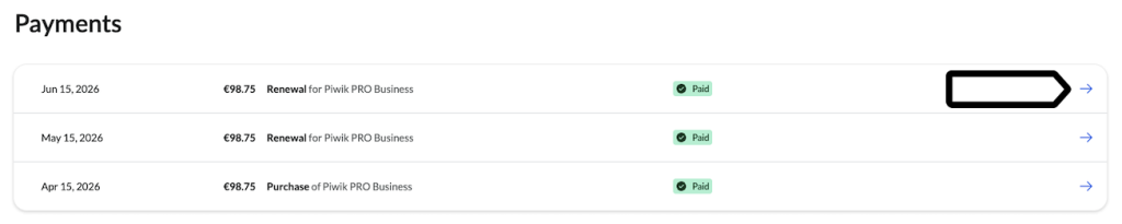 the list of invoices in paddle