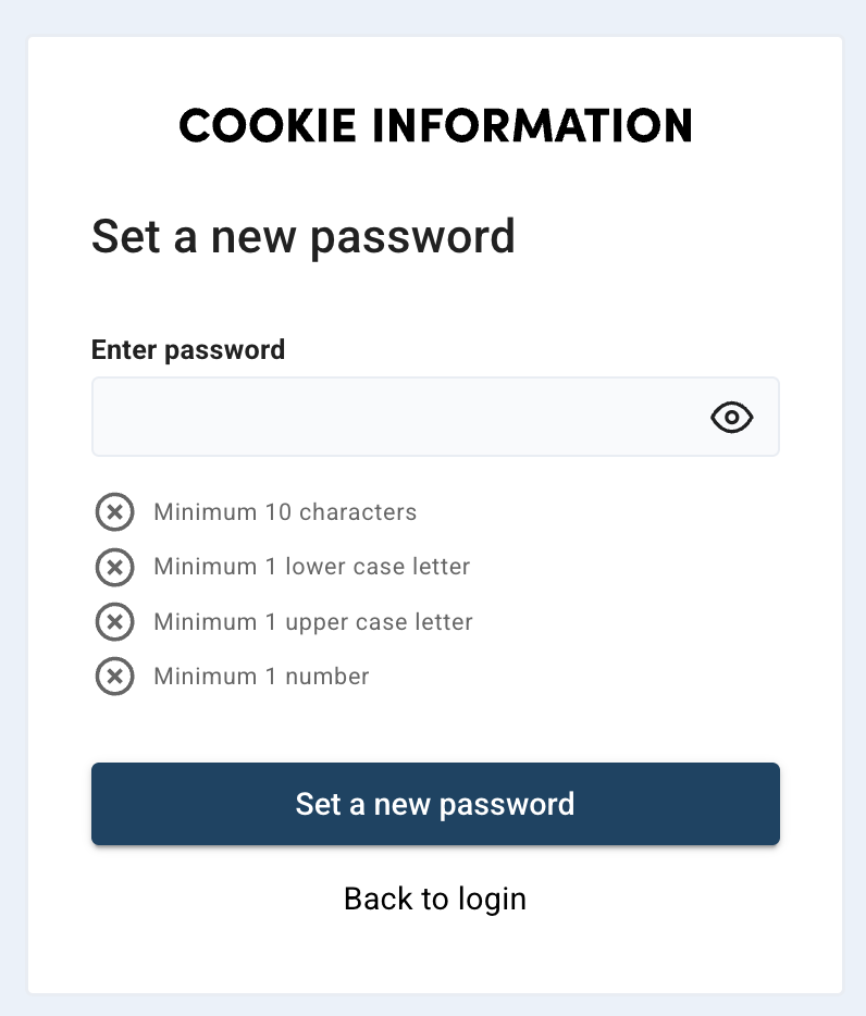 set up password in Cookie Information
