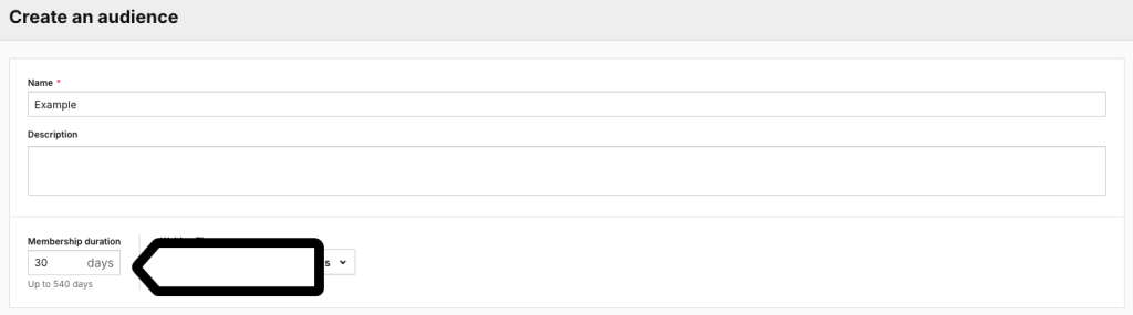 Membership duration settings in Piwik PRO Data Activation

