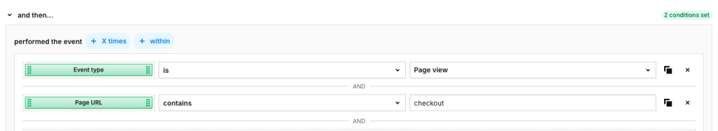 checkout as a step - condition in Piwik PRO Audience Manager
