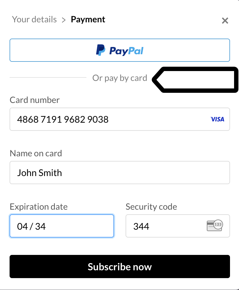 Payment options in Piwik PRO subscription checkout