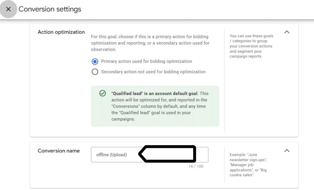 conversion name in Google Ads