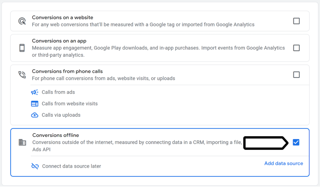 select conversions offline for data activation in Piwik PRO