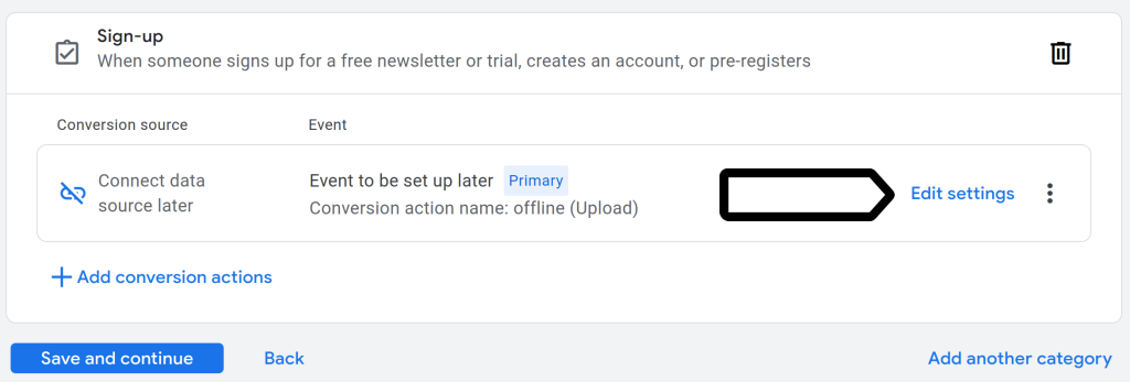edit settings in Google Ads 
