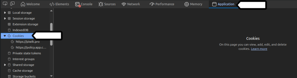 Microsoft Edge cookie storage
