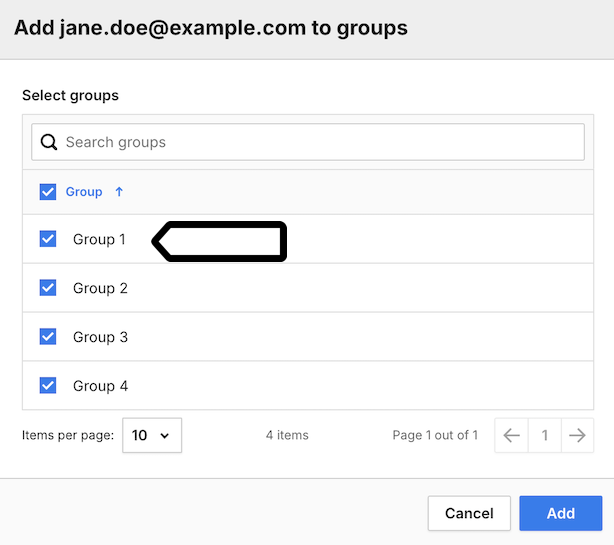 Add the user to selected groups in Piwik PRO