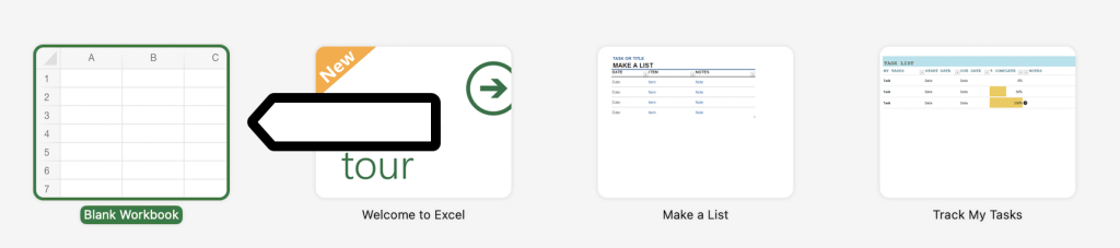 Open blank workbook in Excel