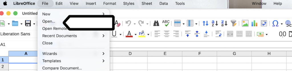 Open file in LibreOffice Calc