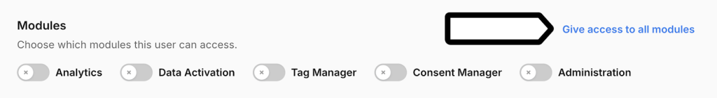 Granting access to all modules in Piwik PRO account