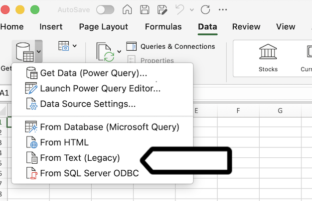 opening csv in excel From Text