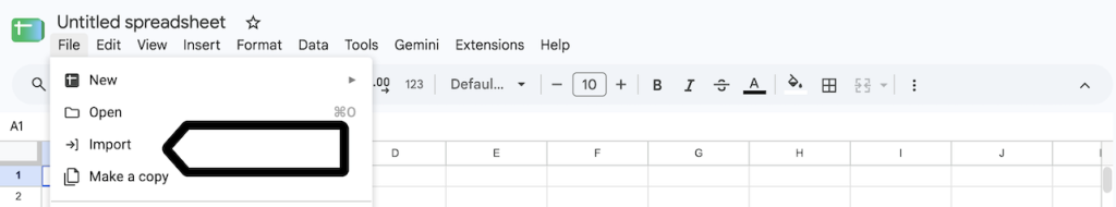 Importing a file in google spreadsheet
